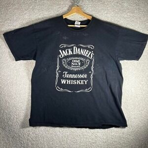 Y2K Jack Daniel's whiskey faded and distressed black tee shirt tshirt XL